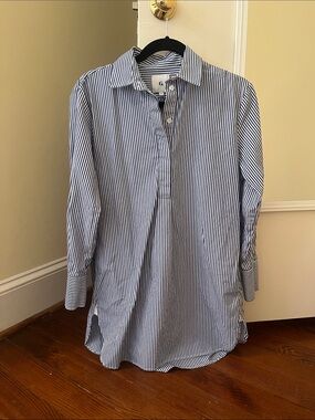 G. Label by Goop (now GWYN) Blue and White Mini Shirtdress Size 0